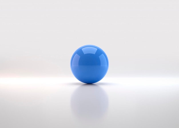 Blauwe bol met schaduw 3D bal geeft terug