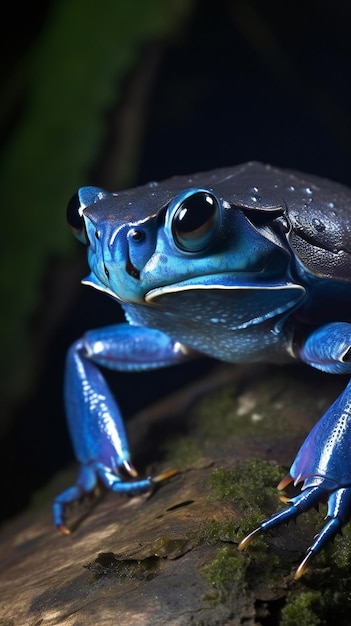 Foto blauwe boomkikker dendrobates tinctorius op een boomstam