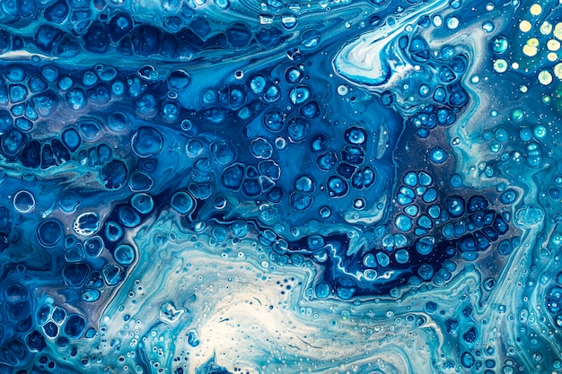 Blauwe bubbels acryl schilderij