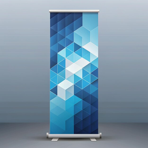 Foto blauwe business roll up banner platte ontwerp sjabloon abstract geometrische banner vector illustratie set