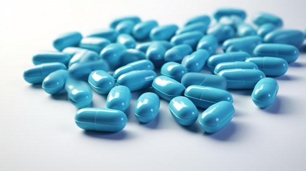 Blauwe capsule pillen geïsoleerd op witte achtergrond