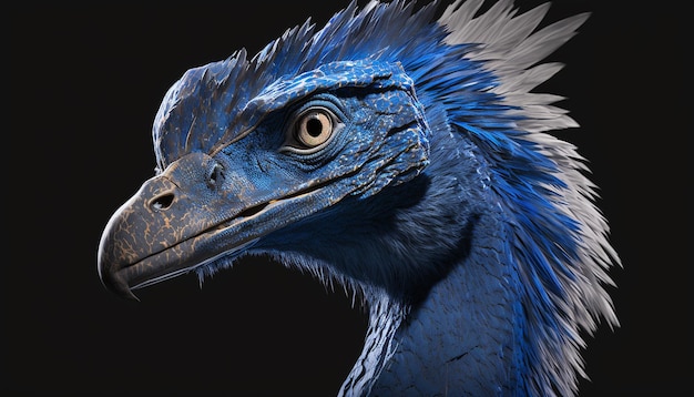 Blauwe carnivoor dinosaurus uitgestorven dier Ai gegenereerde kunst