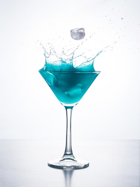 Blauwe curacao cocktail met splash