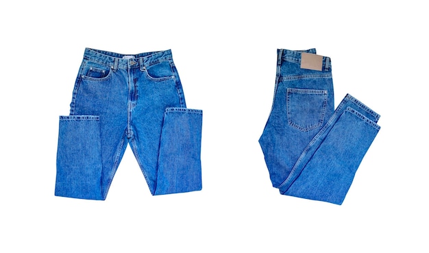 Blauwe Denim Jeans geïsoleerd op witte achtergrond