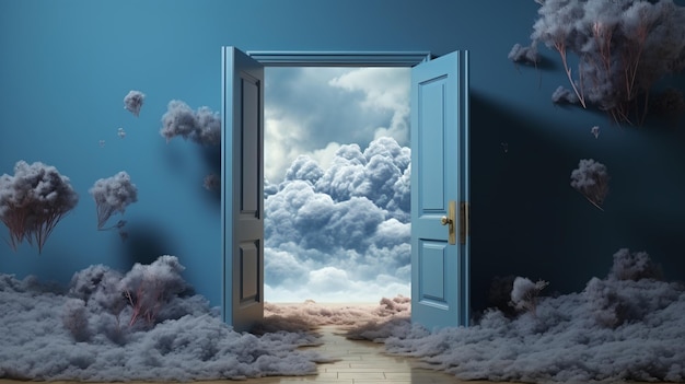 Blauwe deur naar een andere dimensie