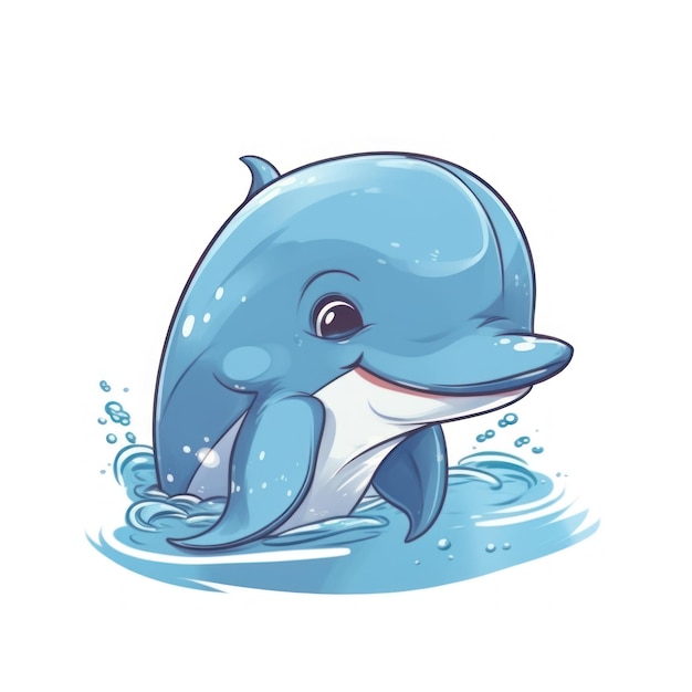 Blauwe dolfijn op een witte achtergrond