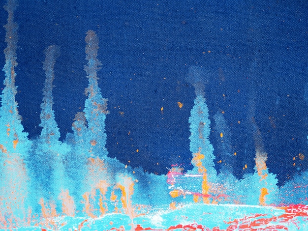 Blauwe donkere olieverfschilderijruimte en textuur abstracte achtergrond.