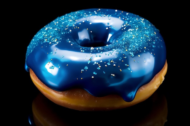 Foto blauwe donut van bovenaf