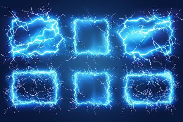 Blauwe elektrische randen van rechthoekige en vierkante vormen