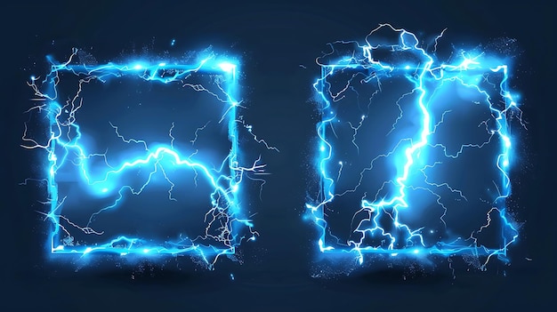 Blauwe elektrische randen van rechthoekige en vierkante vormen
