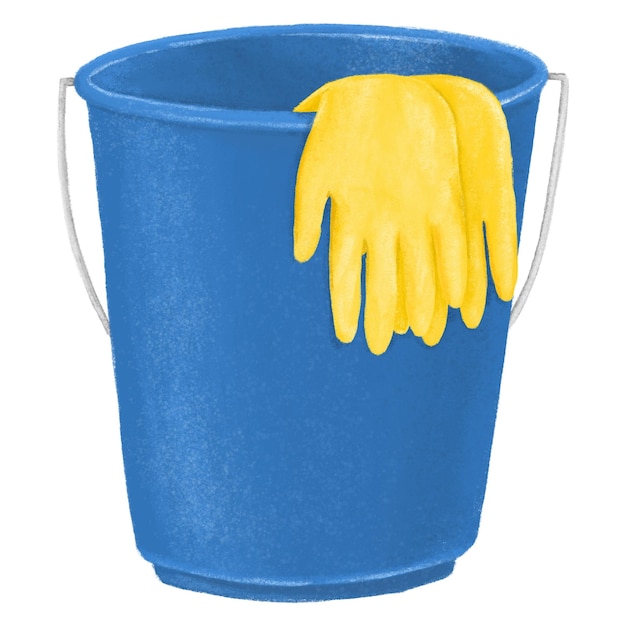 Blauwe emmer png reinigingsmiddelen illustratie doorzichtige achtergrond