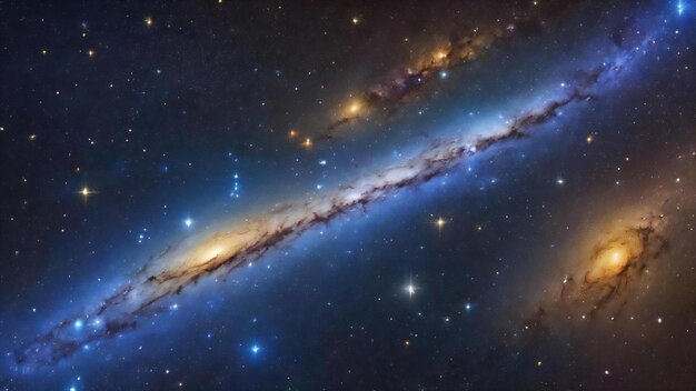 Blauwe en gele kleurrijke sterrenhemel horizontale galaxy achtergrond
