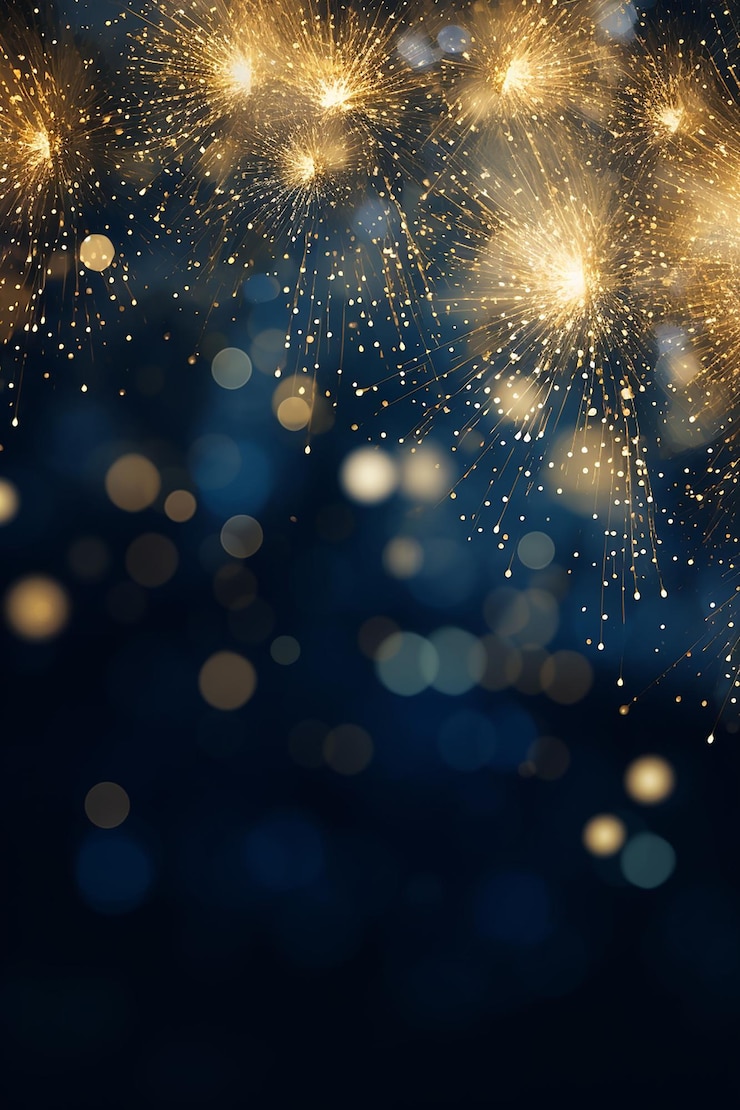Foto blauwe en gouden abstracte achtergrond en bokeh op gelukkig nieuwjaar en huwelijksviering gegenereerd door ai