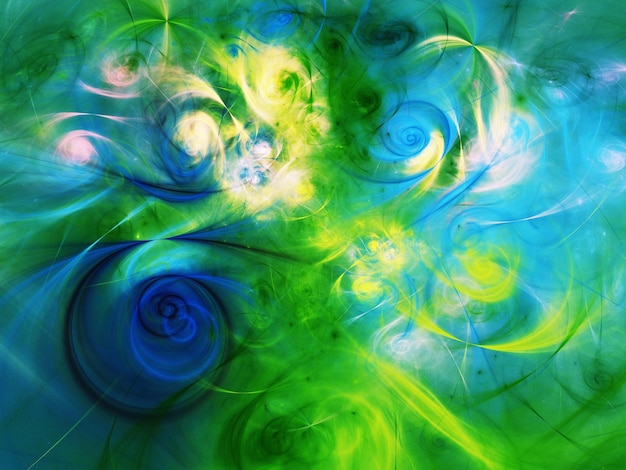 Foto blauwe en groene abstracte fractal achtergrond 3d rendering illustratie
