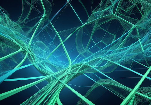 Blauwe en groene netwerklijnen vormen een futuristisch