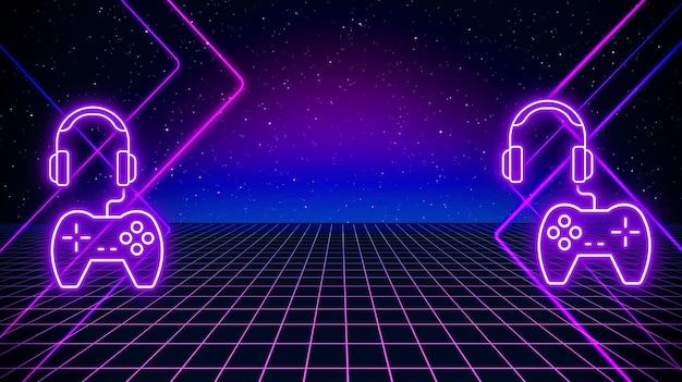 Blauwe en paarse futuristische spel achtergrond