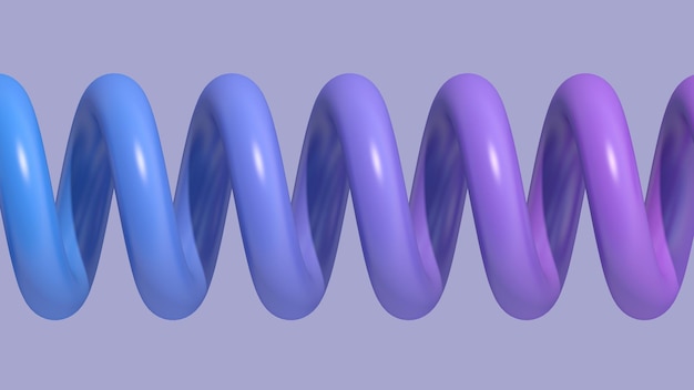 Blauwe en paarse spiraal. De abstracte 3d illustratie, geeft terug.