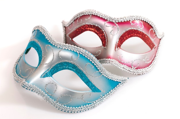 Blauwe en rode Venetiaanse maskers