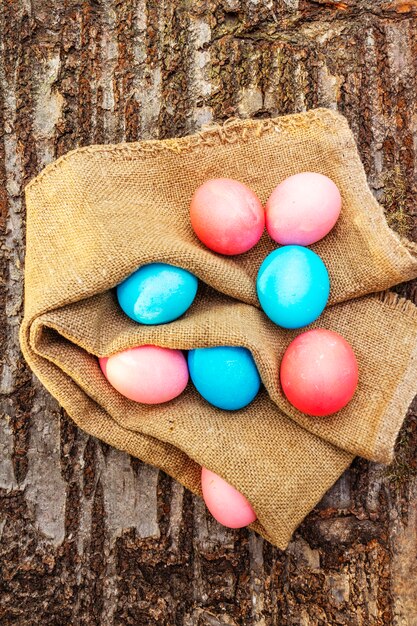 Blauwe en roze eieren voor paasvakantie