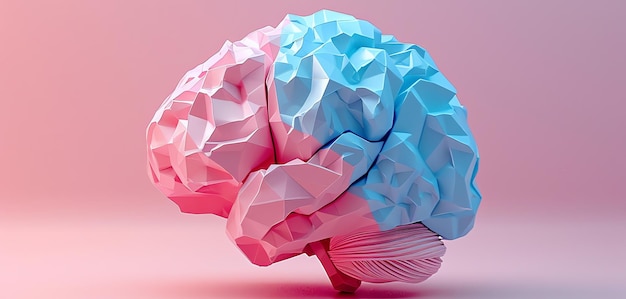blauwe en roze hersenen AI gegenereerd