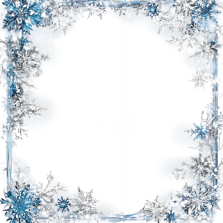 Foto blauwe en witte sneeuwvlokken met een witte achtergrond