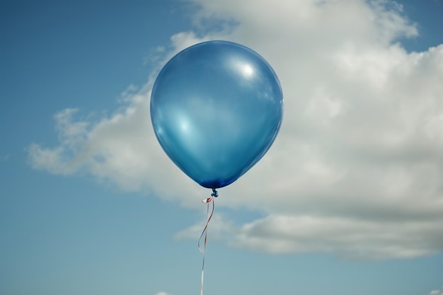 Foto blauwe enkele ballon met een snaar