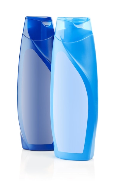 Blauwe flessen shampoo