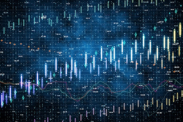 Blauwe forex grafiekachtergrond