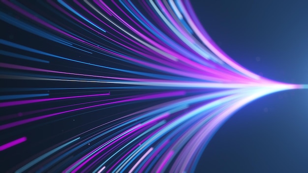 Blauwe futuristische stroom Digitale gegevensstroom Creatieve abstracte achtergrond Dynamisch patroon met krachtstralen en licht Transfertextuurconcept Naadloze loop