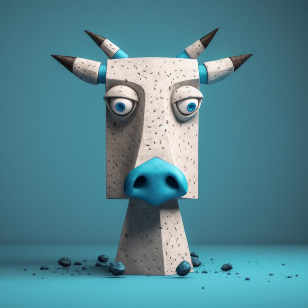 Blauwe gevederde koe beeld in de stijl van verschillende kunstenaars