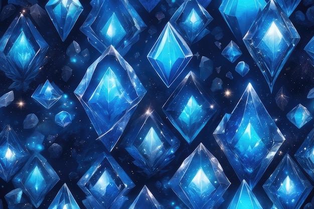Blauwe gloeiende kristallen abstracte achtergrond