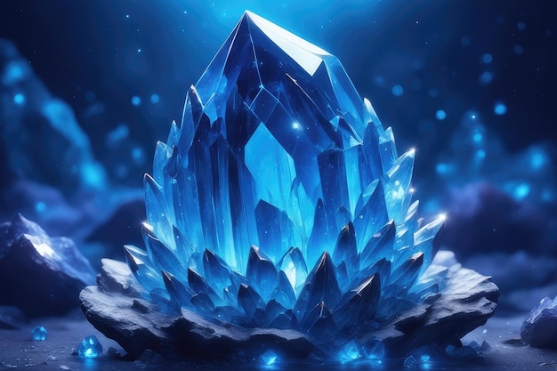 Blauwe gloeiende kristallen achtergrond