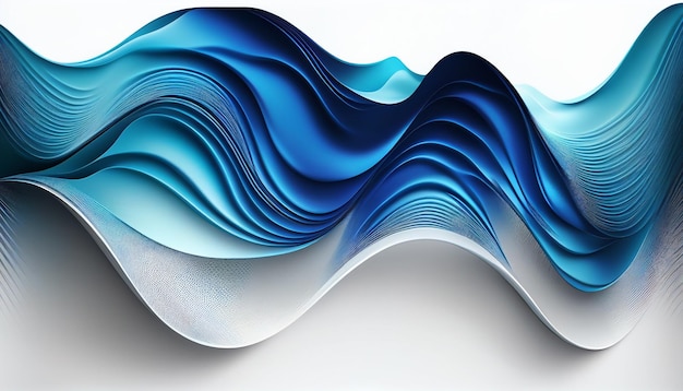 Blauwe golven die abstract stromen tegen een witte achtergrond