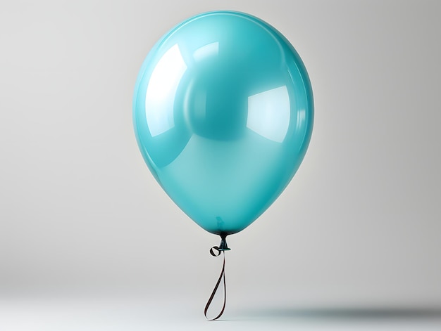 Blauwe heliumballon drijvend op witte achtergrond
