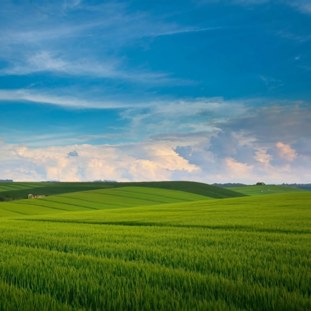 Blauwe hemel en groene achtergrond