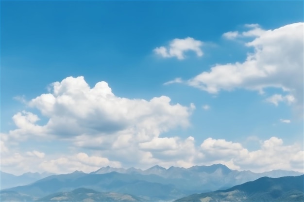 Blauwe hemel horizon achtergrond met wolken op een zonnige dag zeegezicht panorama AI gegenereerde inhoud