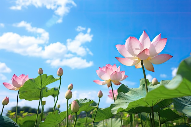Blauwe hemel met een Lotus