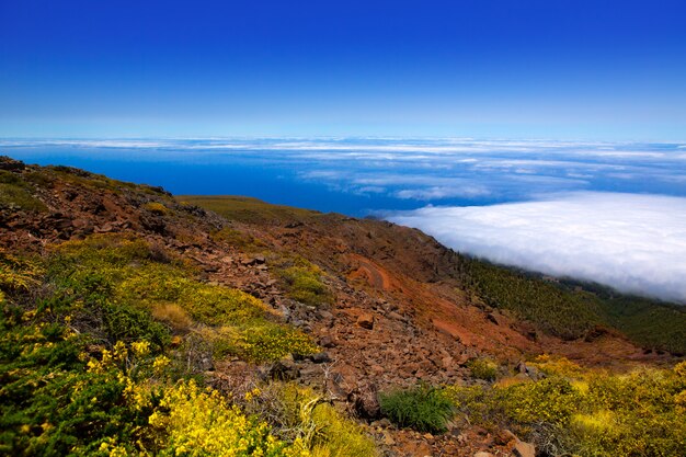 Blauwe hemel zee van wolken in La Palma