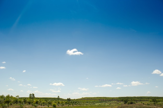 Blauwe hemelachtergrond met bewolkt.