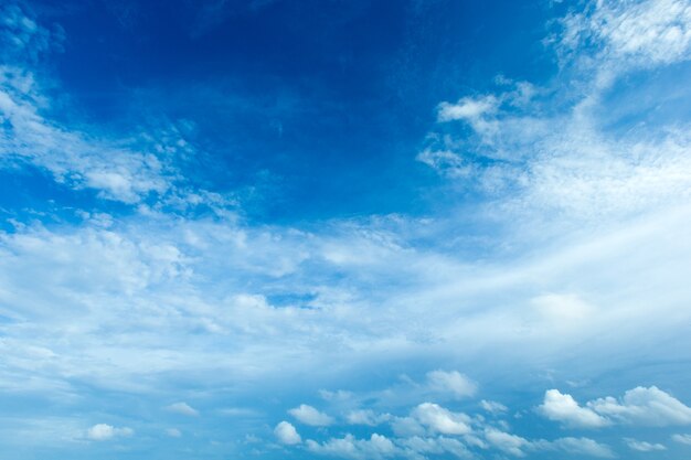 Blauwe hemelachtergrond met kleine wolken. panorama