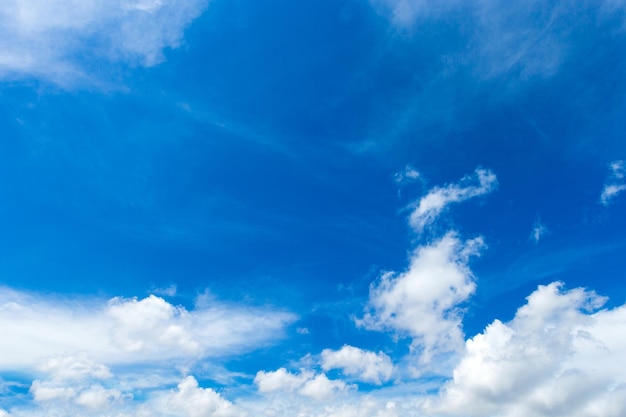 Blauwe hemelachtergrond met uiterst kleine wolken