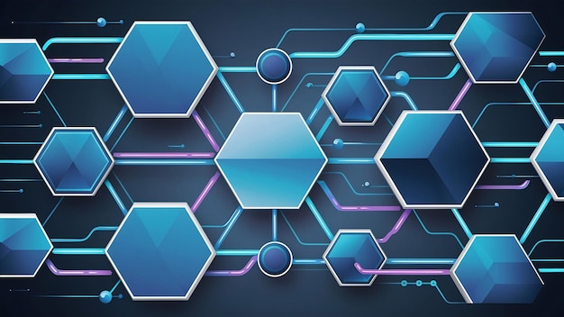 Blauwe hex-achtergronden voor netwerken