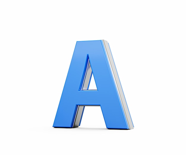 Blauwe hoofdletter A glinstert met zijn elegante moderne ontwerp Vet lettertype met scherpe randen 3D-illustratie