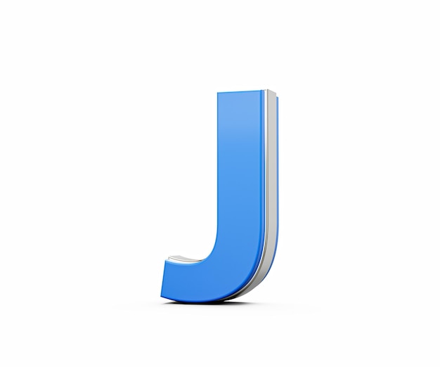 Blauwe hoofdletter J glinstert met zijn slanke moderne ontwerp Vet lettertype met scherpe randen 3D-illustratie