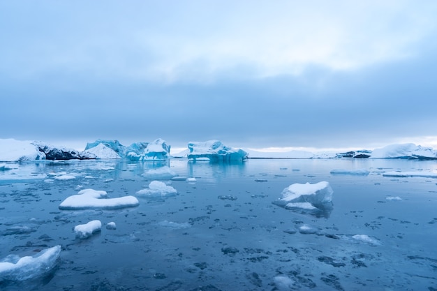 Blauwe ijsbergen in Glacier Lagoon, Jokulsarlon, IJsland