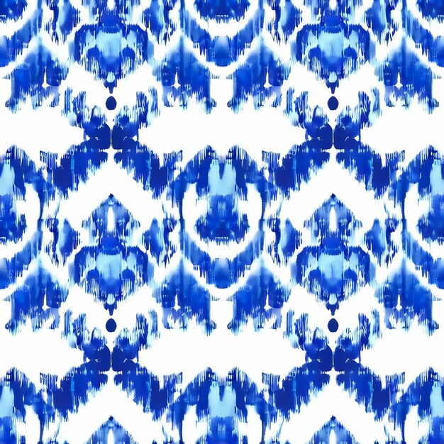 Blauwe ikat op een witte achtergrond Traditionele abstracte kunst naadloos patroon op de stof