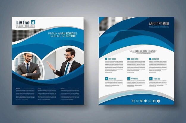 Blauwe jaarverslag brochure flyer ontwerp sjabloon vector brochure omslag presentatie abstract vlakke achtergrond