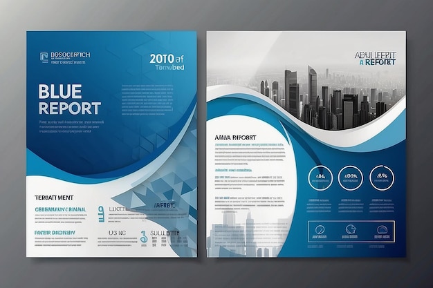 Blauwe jaarverslag brochure flyer ontwerp sjabloon vector brochure omslag presentatie abstract vlakke achtergrond