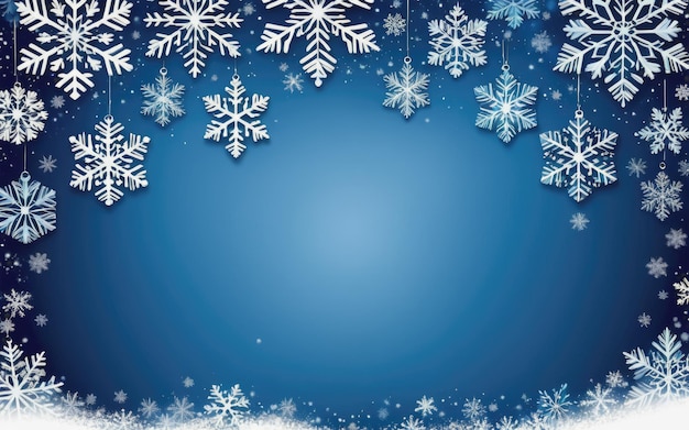 Blauwe Kerst achtergrond met sneeuwvlokken