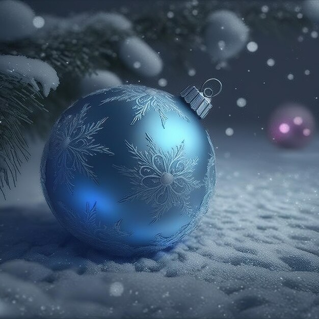 Blauwe kerstbal ai render